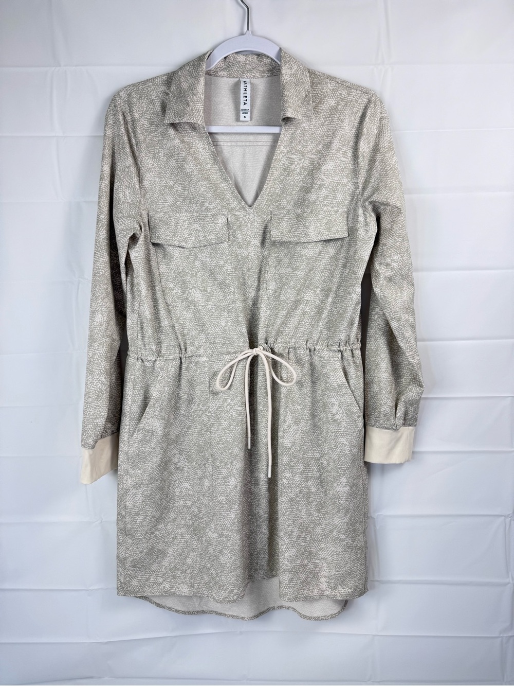 Athleta Printed Drawstring Waist Utility Dress Size Small